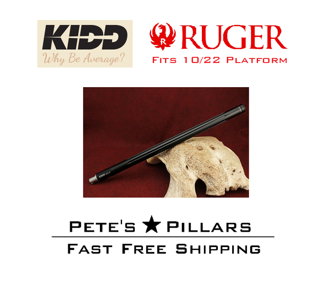 KIDD Ruger 10/22 Ultralight 16.5" Fluted 22LR 870 Bull Barrel 1022 Black