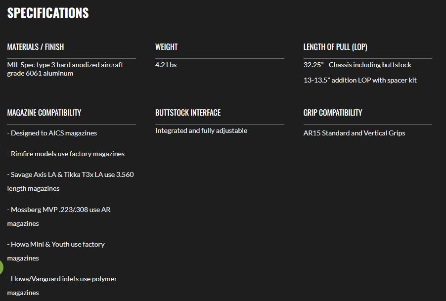MDT Oryx Chassis Sportsman Savage SA Rifle Stock Grey 106263-GRY