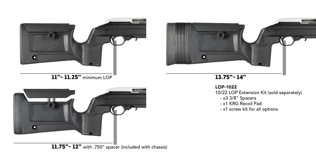 KRG Bravo Chassis Rimfire 10/22 Adjustable Chassis Stock Kidd FDE BRV-1022-FDE