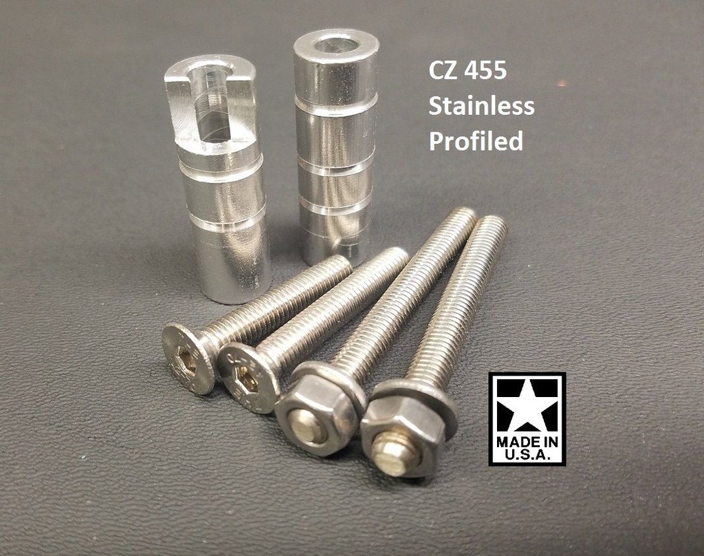 CZ 455 Profiled Pillar Kit DIY Stock Bedding with STAINLESS STEEL Action Screws 