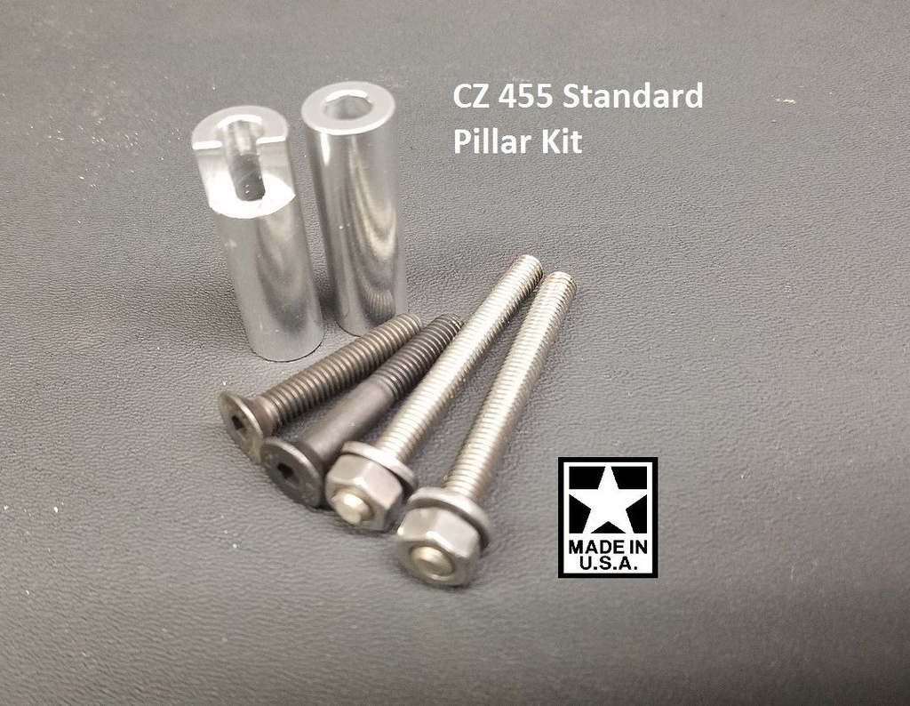 CZ 455 Pillar Kit DIY Stock Pillar Bedding with Black Upgraded Action Screws