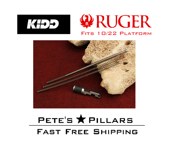 KIDD Ruger 10/22 Extended Recoil Rod Assembly 1022 Silver w/ Black Viton Handle