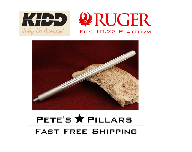 KIDD Ruger 10/22 Ultralight 16.5" Fluted 22LR 870 Bull Barrel 1022 Silver
