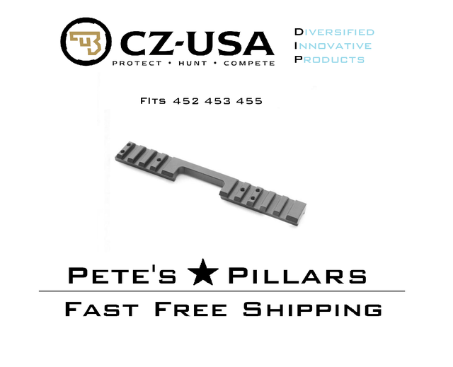 DIP DiProducts CZ 452 453 455 11mm Dovetail Picatinny 25 MOA Scope Mount CZ19017