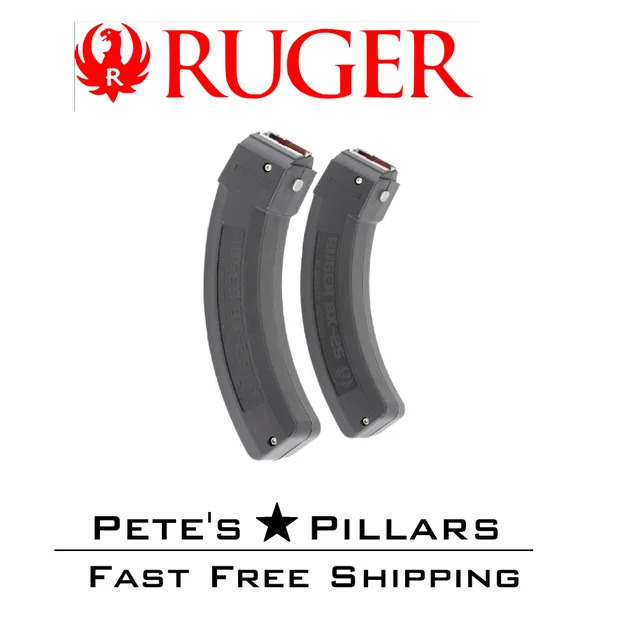 Ruger Magazine BX 25 22LR 25 Rounds Fits 10/22 Rifles 2-Pack Black Charger/Takedown BX25 90548