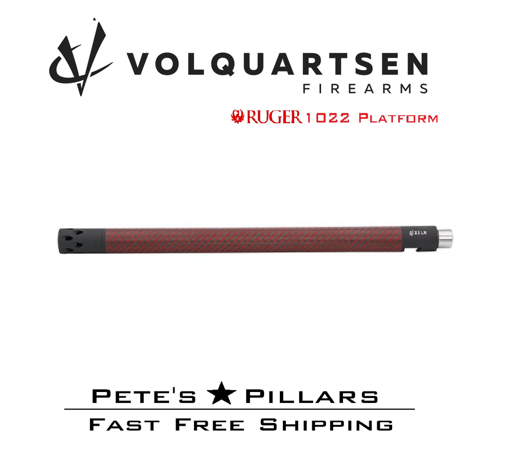 Volquartsen Ruger 10/22 Lightweight Red Carbon Fiber Barrel w/ Compensator 16.5 1/2-28 VF10LCF‑0002