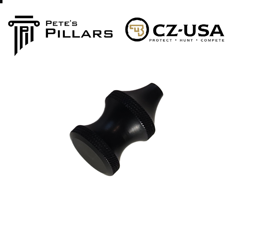 Pillar CZ 455 457 Knurled Finger Groove XL Bolt Knob Billet Aluminum Black PPFGL