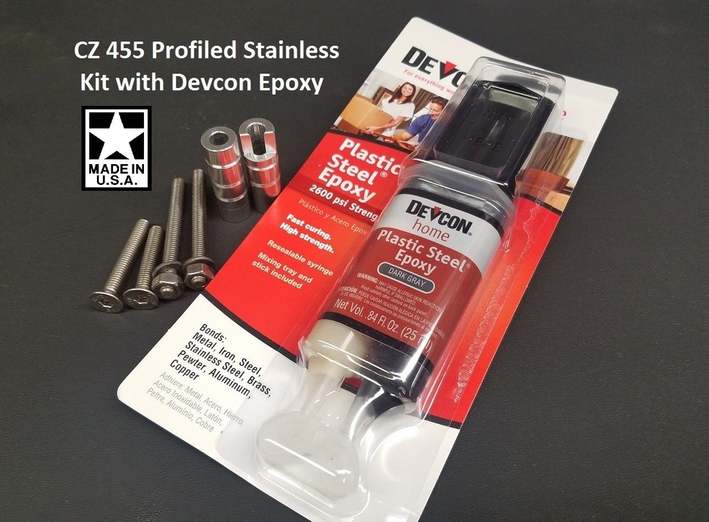 CZ 455 Profiled Pillar Stock Bedding DELUXE Kit With DEVCON And Upgraded Screws 18043